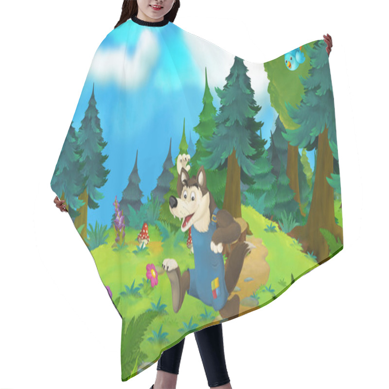 Personality  Cartoon Fairy Tale Scene With Wolf Hair Cutting Cape