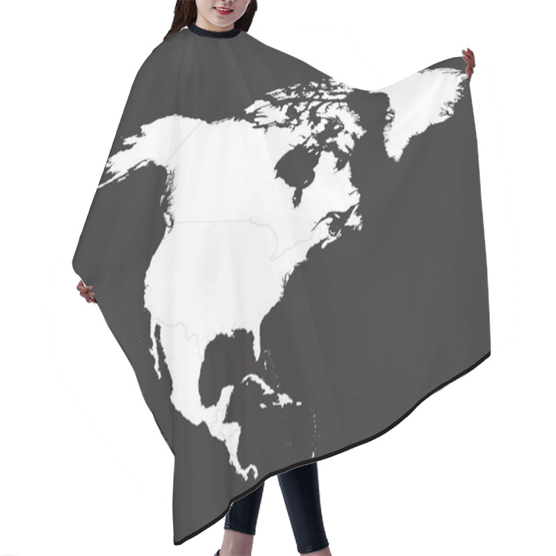 Personality  Black And White Map Of North America Hair Cutting Cape