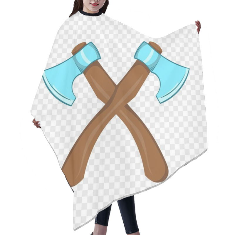 Personality  Two Crossed Axes Icon, Cartoon Style Hair Cutting Cape