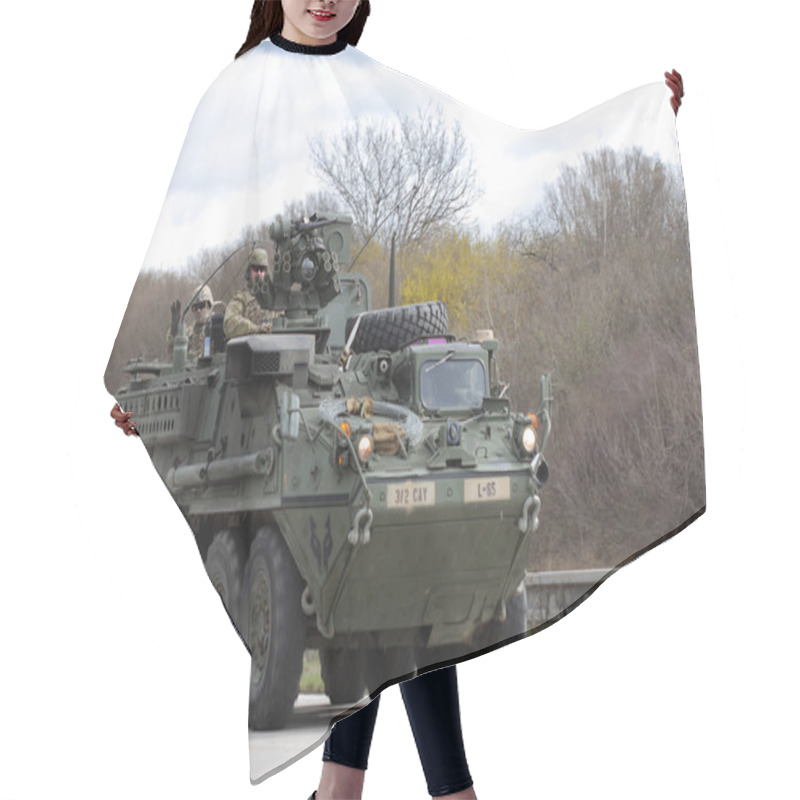 Personality  Brno,Czech Republic-March 30,2015:Dragoon Ride - US Army Convoy  Hair Cutting Cape