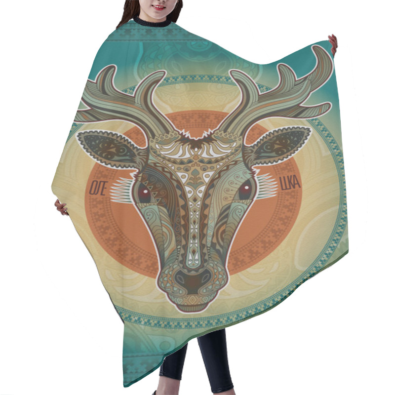 Personality  Artistically Painted Deer Head With Antlers Hair Cutting Cape