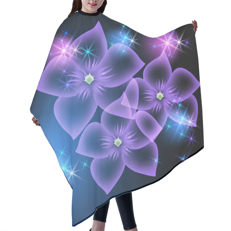 Personality  Transparent Flowers And Stars Hair Cutting Cape