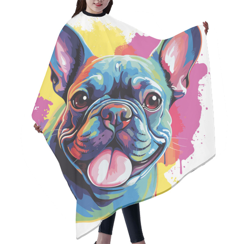 Personality  Happy Dog. Cute And Funny French Bulldog In Vector Pop Art Style. Template For T-shirt, Sticker, Etc. Hair Cutting Cape