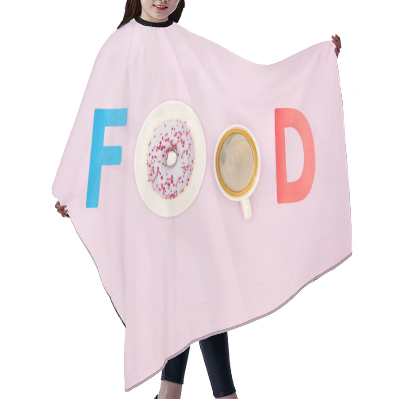 Personality  Food Sign With Donuts And Cup Of Coffee  Hair Cutting Cape