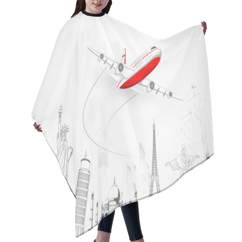 Personality  Airplane Flying Above World Hair Cutting Cape