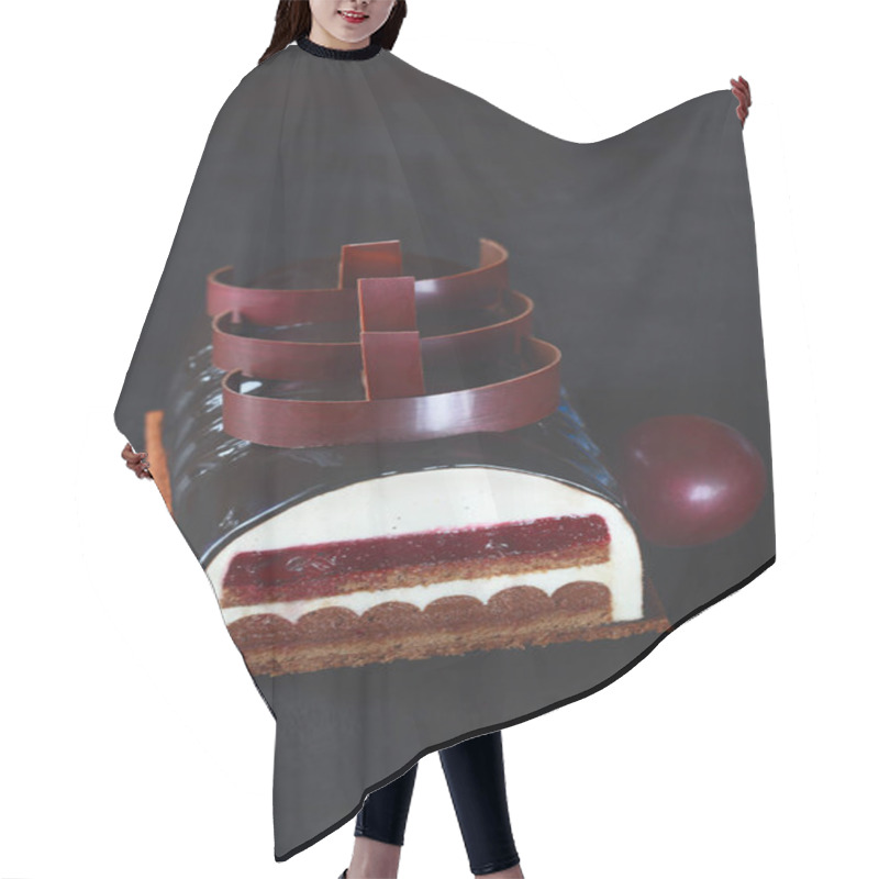 Personality  Contemporary Chocolate Cherry Mousse Cake Hair Cutting Cape