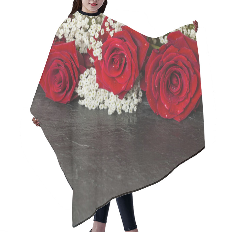 Personality  Bouquet With Bright Red Roses  Hair Cutting Cape