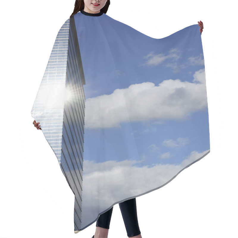 Personality  Skyscraper With Reflection Of Sun And Clouds Hair Cutting Cape