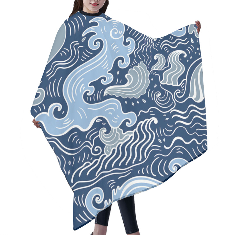 Personality  Sea Waves.  Seamless Background Hair Cutting Cape