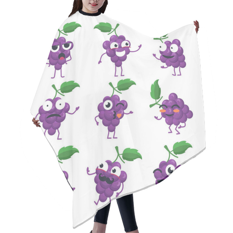 Personality  Funny Bunch Of Grapes - Vector Isolated Cartoon Emoticons Hair Cutting Cape