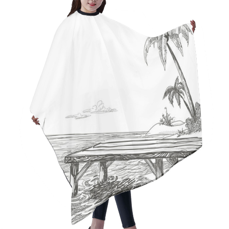 Personality  Beach, Sea And Wooden Jetty Hair Cutting Cape