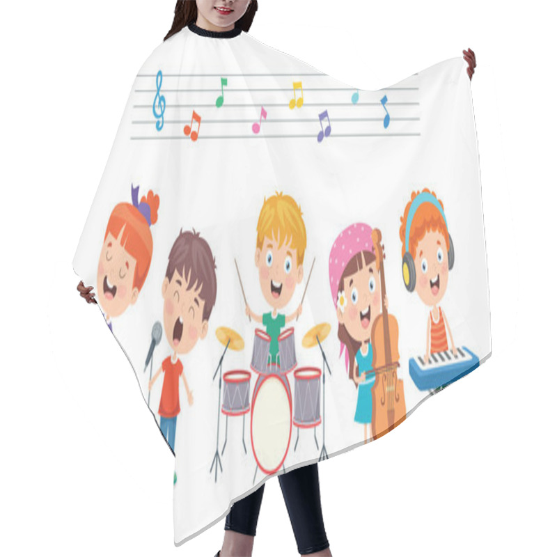 Personality  Funny Little Kids Performing Music Hair Cutting Cape