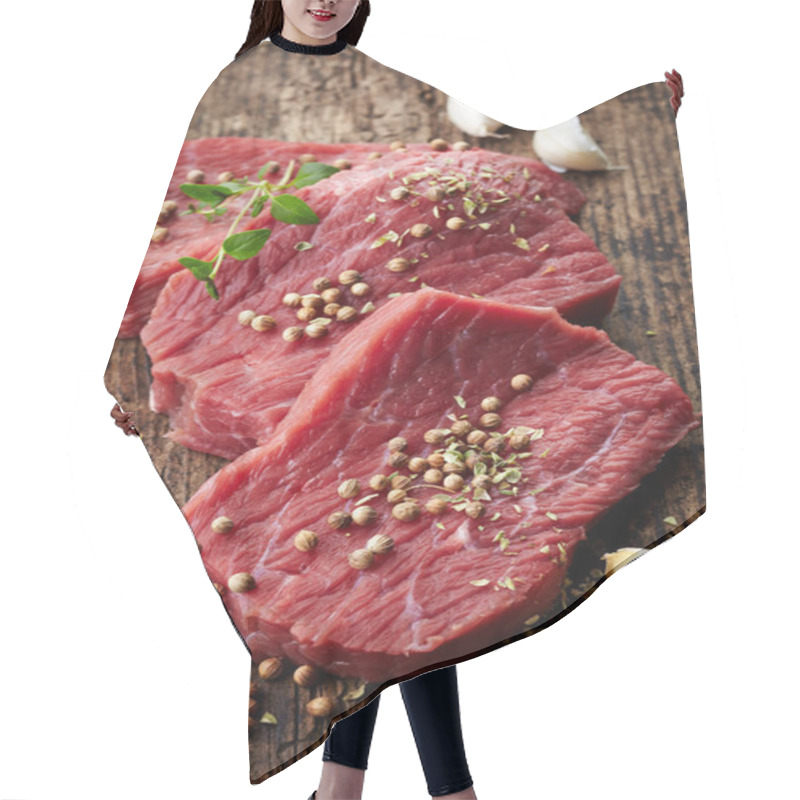 Personality  Fresh Raw Meat For Steak Hair Cutting Cape