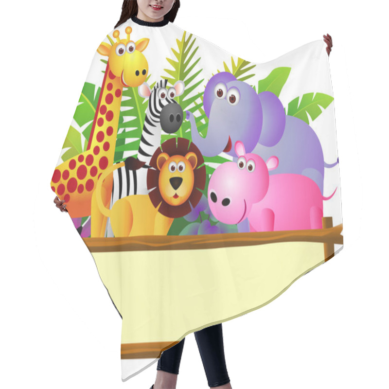 Personality  Wild Animal Cartoon And Blank Sign Hair Cutting Cape