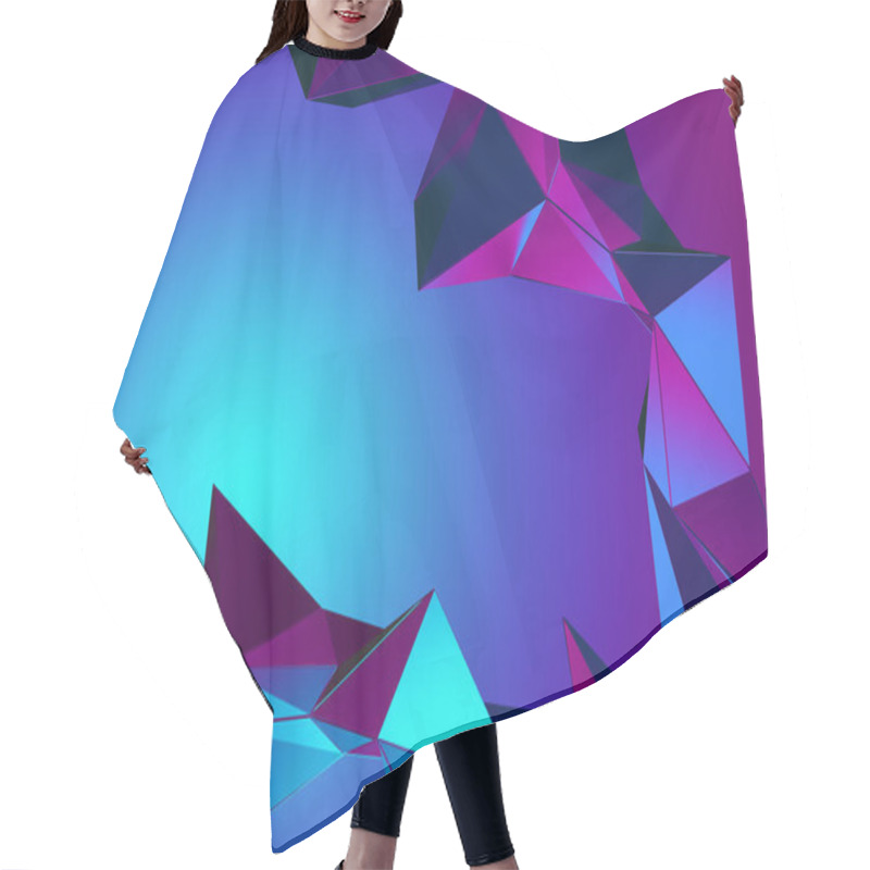 Personality  3d Purple Blue Neon Abstract Background With Polygonal Shapes Hair Cutting Cape