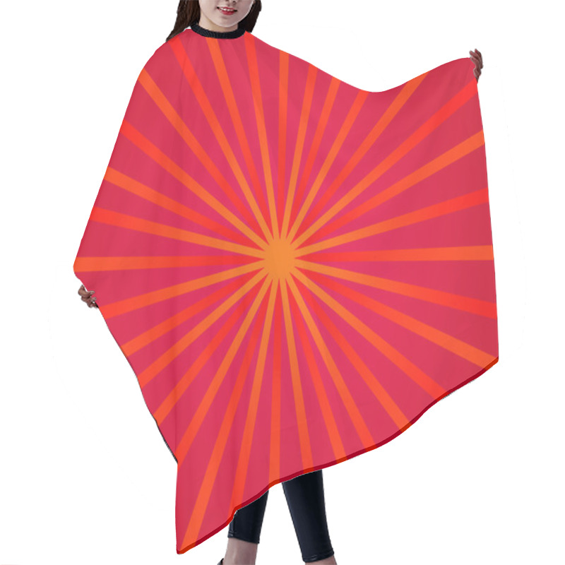 Personality  Red Retro Rays Backdrop Hair Cutting Cape