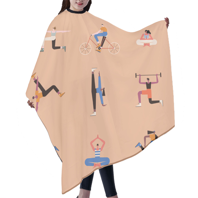 Personality  Nine Persons Practicing Activities Hair Cutting Cape