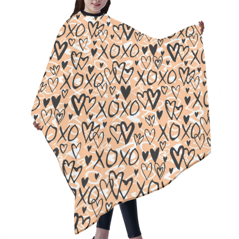 Personality  Pattern With Hand Painted Hearts Hair Cutting Cape