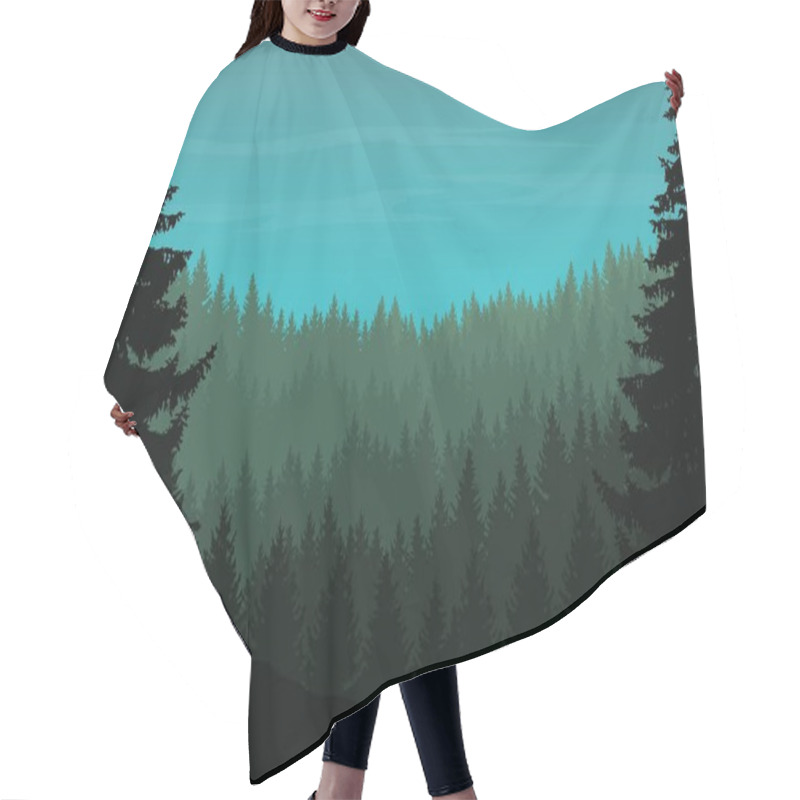 Personality  Vector Illustration Of A Coniferous Forest With Trees Hair Cutting Cape