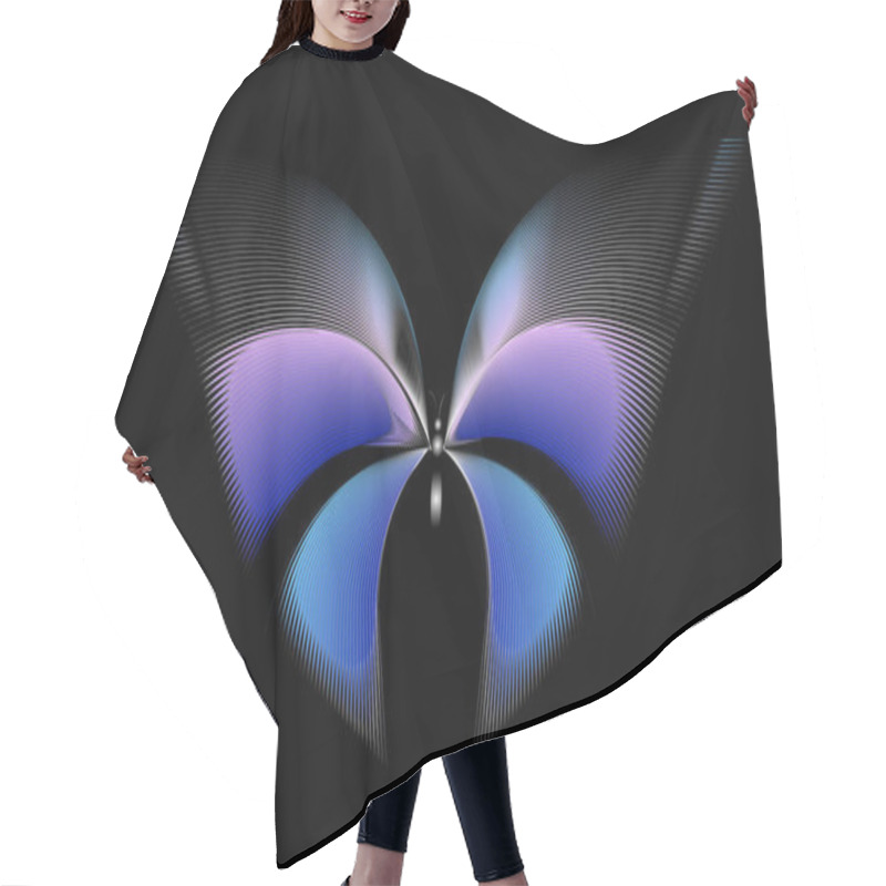 Personality  Butterfly Purple Pink Abstract Lines Black Background Hair Cutting Cape