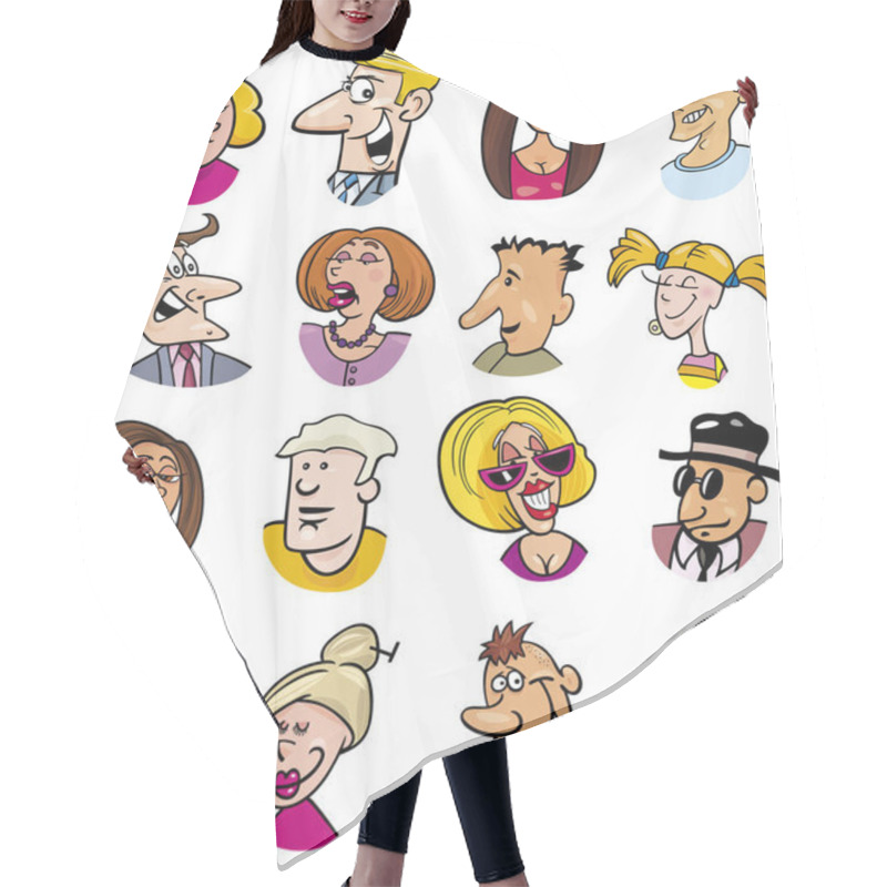 Personality  Cartoon Illustration Of Different People Characters And Emotions Hair Cutting Cape