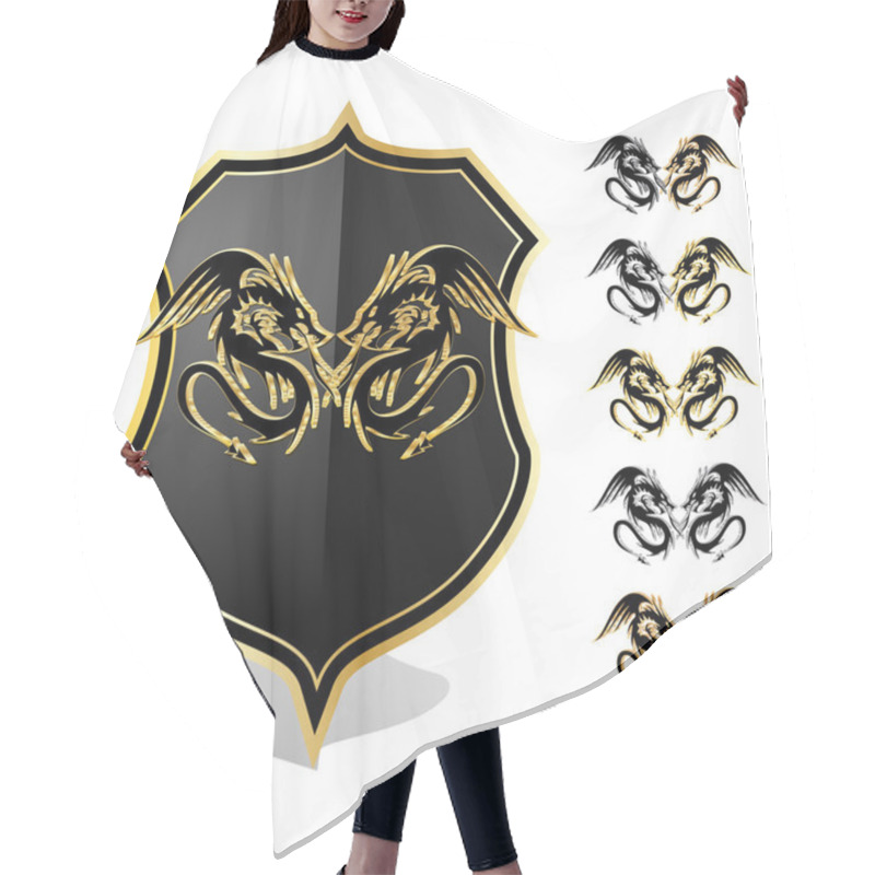 Personality  Heraldic Dragon Shield. Vector Illustration Hair Cutting Cape