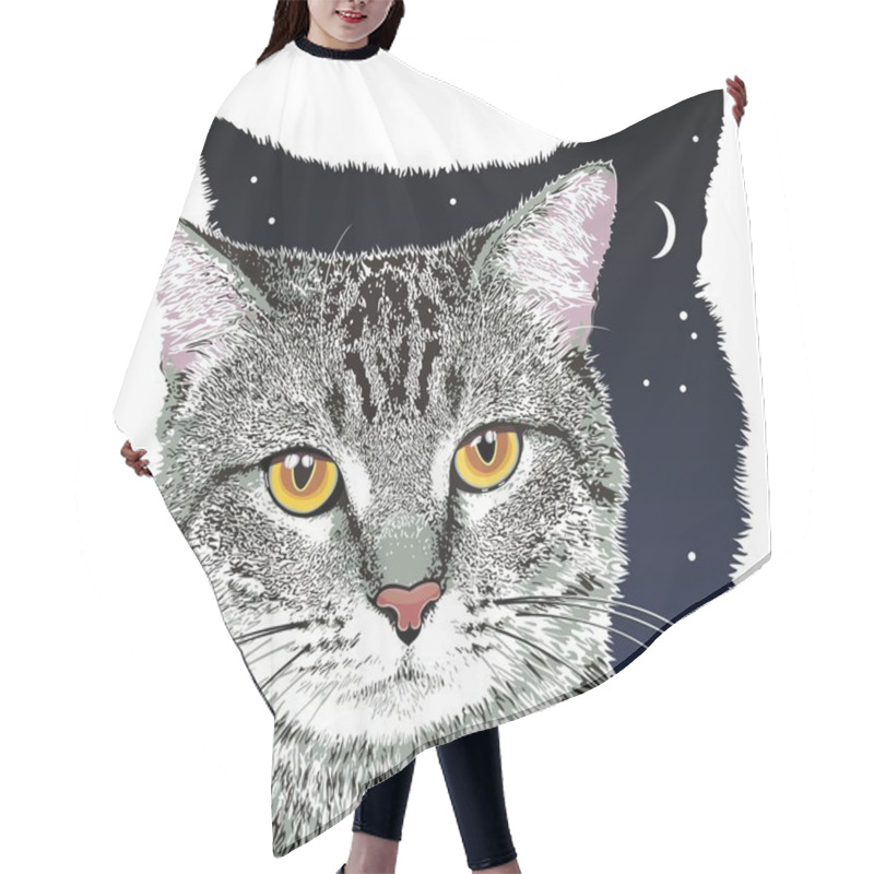 Personality  Vector Gray Cat Hair Cutting Cape