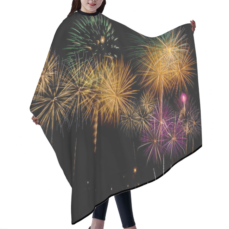 Personality  Fireworks Celebration At Night On  New Year And Copy Space  Hair Cutting Cape