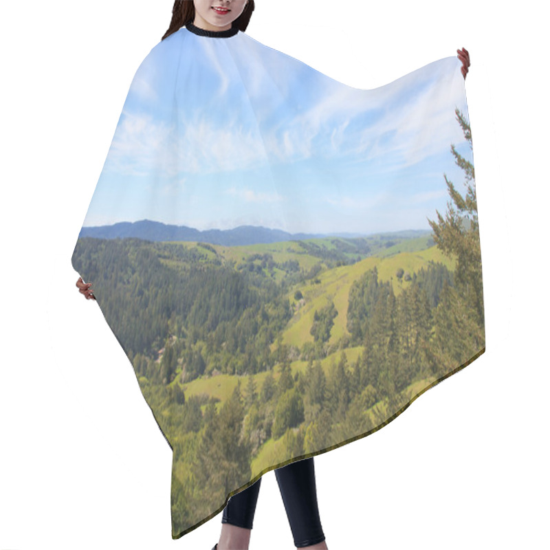 Personality  Green Hills And Cloudy Blue Sky Hair Cutting Cape