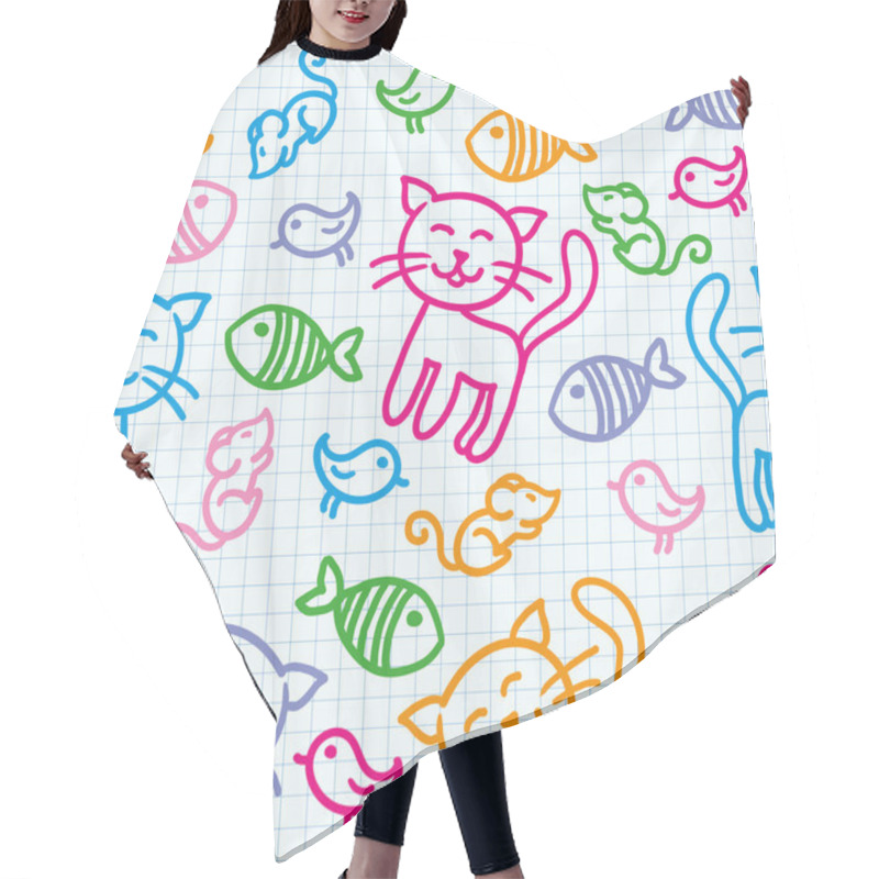 Personality  Cat Pattern Hair Cutting Cape