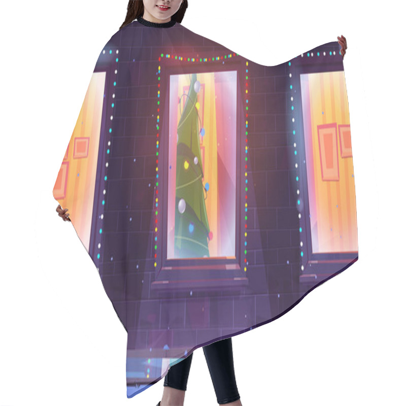 Personality  House Facade And Christmas Tree Inside Hair Cutting Cape