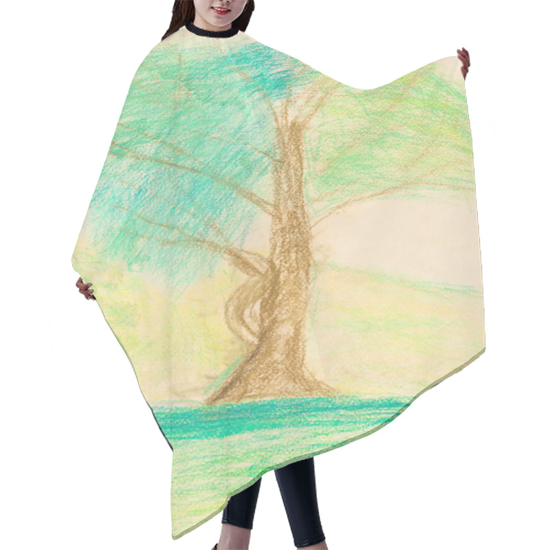 Personality  Children Drawing - Green Tree In Summer Hair Cutting Cape