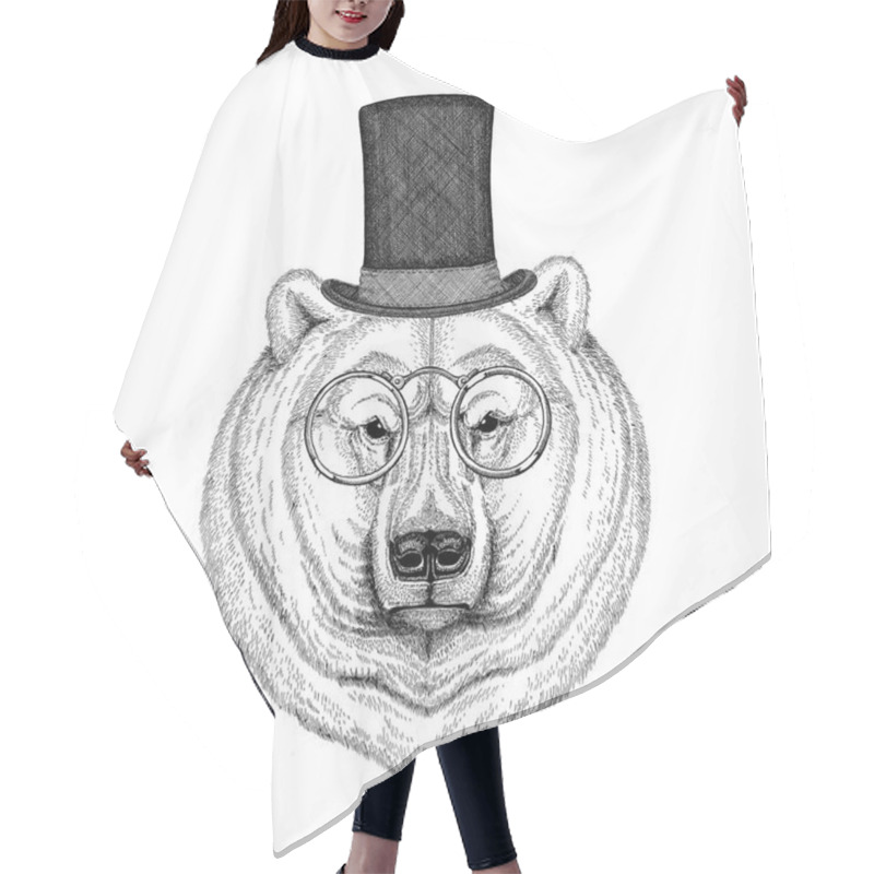 Personality  Cool Fashionable Polar Bear Image For Tattoo, Logo, Emblem, Badge Design Hair Cutting Cape