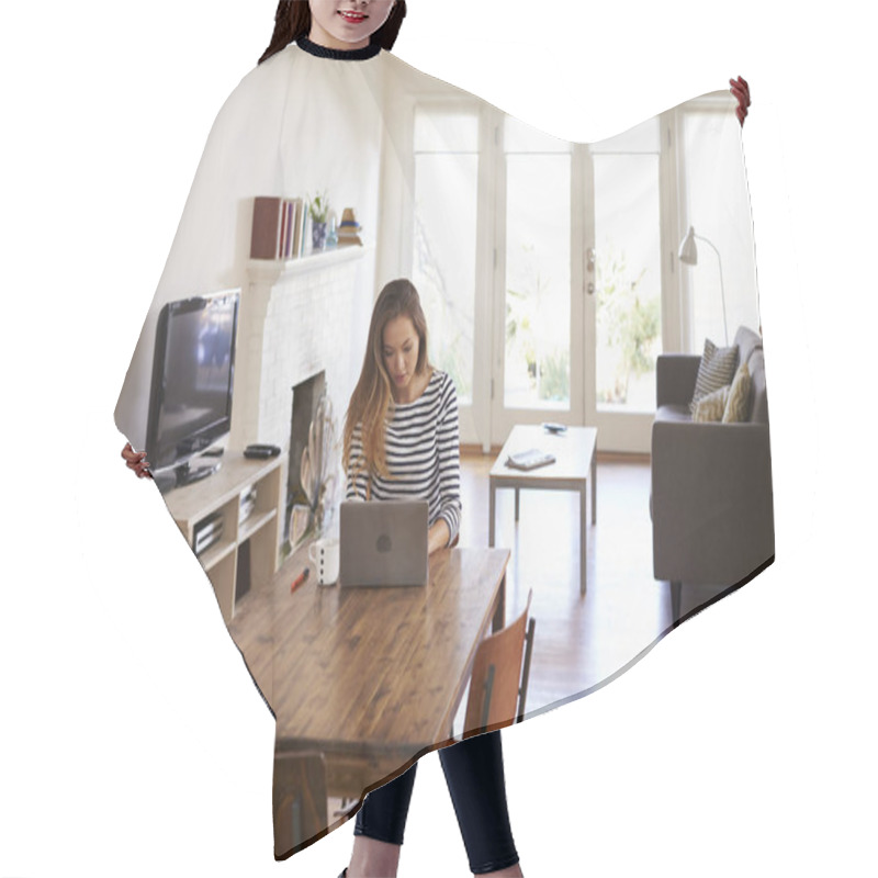 Personality  Woman Working From Home Hair Cutting Cape