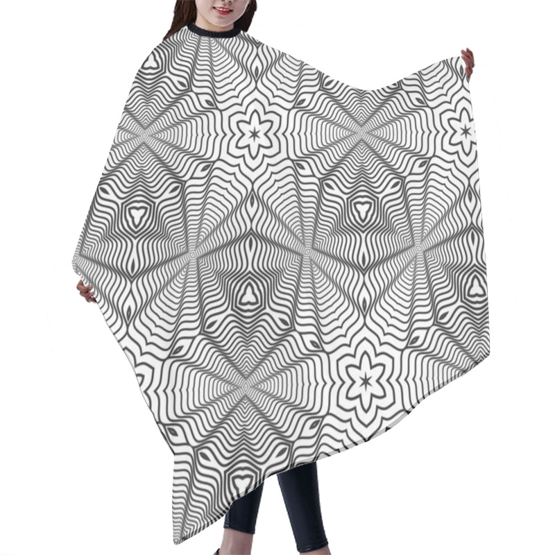 Personality  Black And White Op Art Design, Vector Seamless Pattern Backgroun Hair Cutting Cape