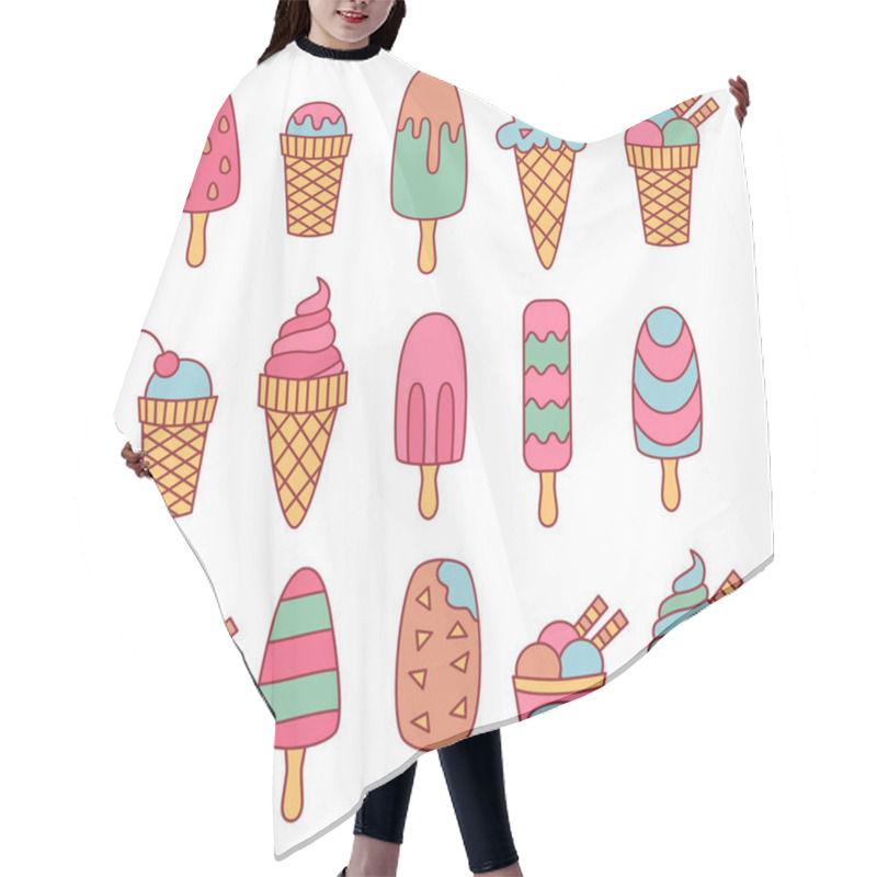 Personality  Cute Ice Cream Doodle  Set  Hair Cutting Cape