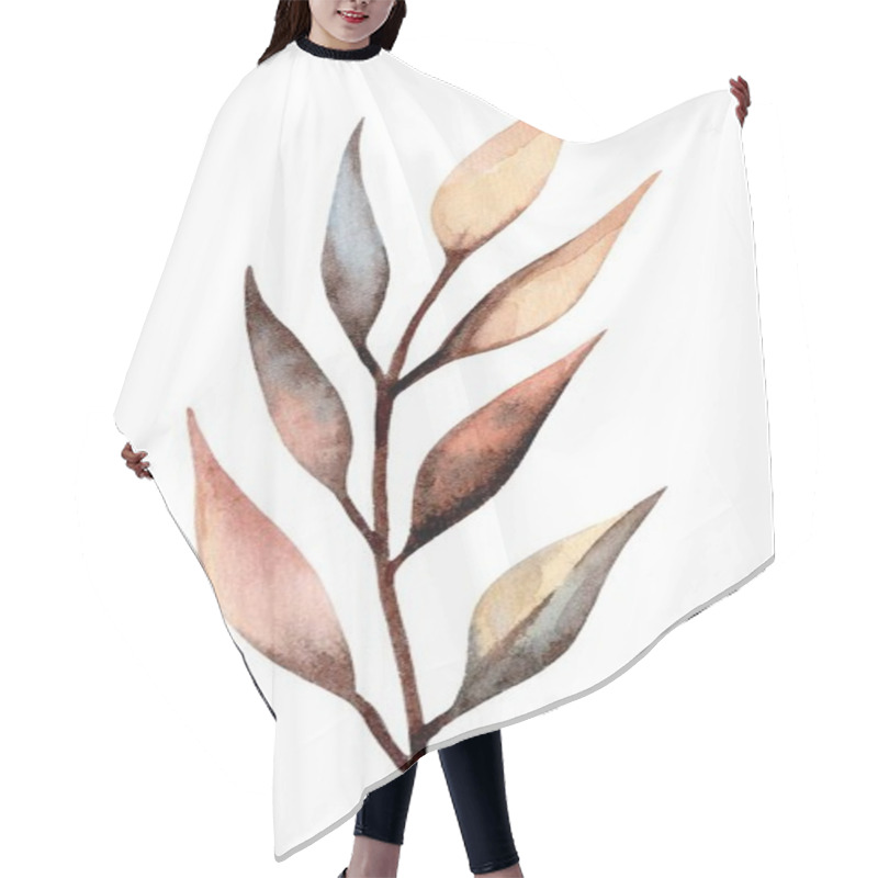 Personality  This Artwork Features A Botanical Branch Adorned With Slender Leaves In Soft Pastel Colors, Reflecting Serenity And Elegance. The Gentle Strokes Highlight The Intricacies Of Nature. Hair Cutting Cape