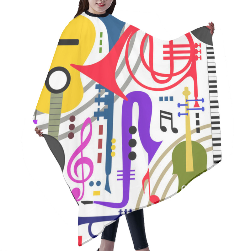 Personality  Abstract Musical Instruments Hair Cutting Cape