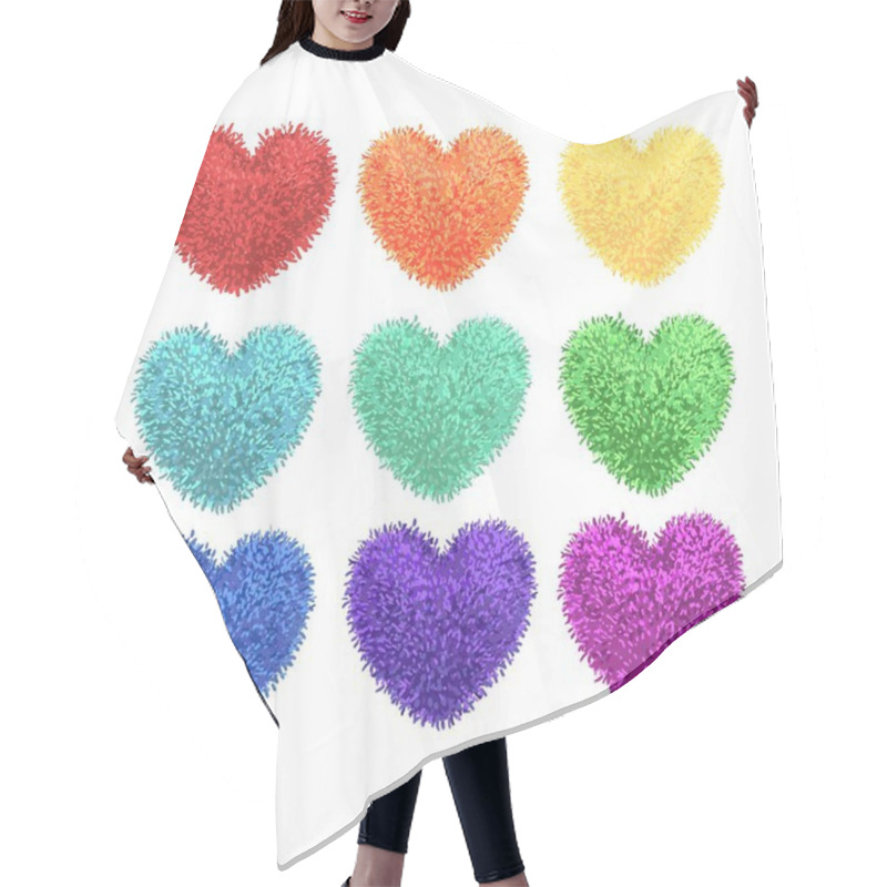 Personality  Fluffy Pom-poms In The Shape Of A Heart Hair Cutting Cape