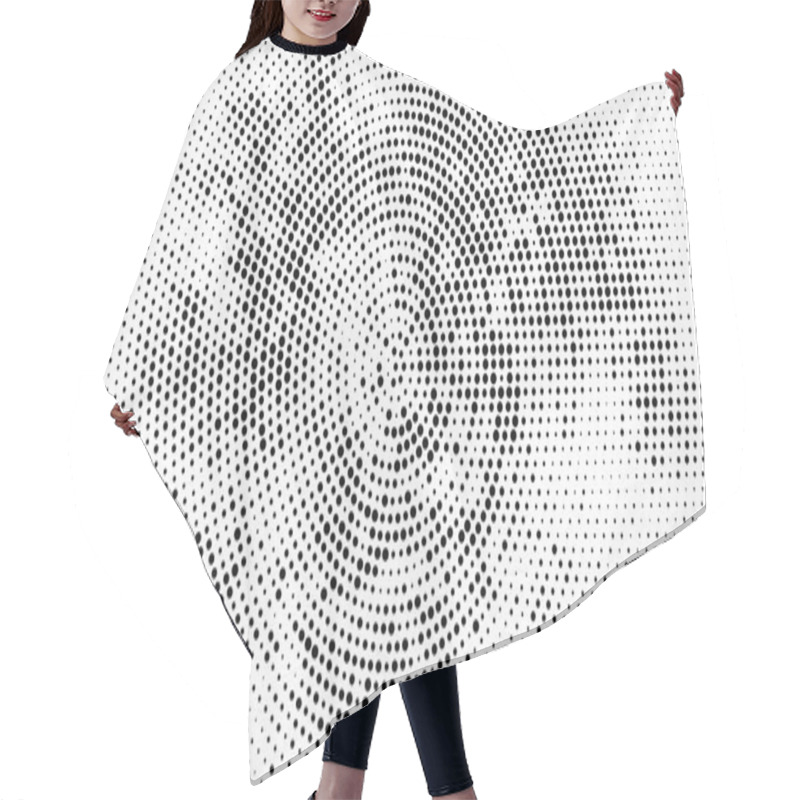 Personality  Halftone Dotted Background Circularly Distributed. Halftone Effect Vector Pattern. Circle Dots Isolated On The White Background. Hair Cutting Cape