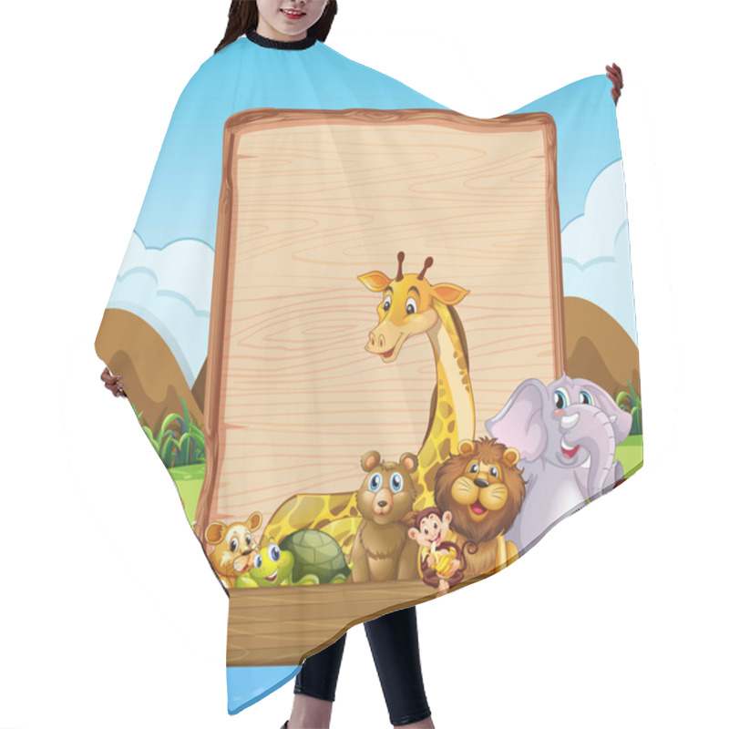 Personality  Border Template With Cute Animals On Boat Hair Cutting Cape