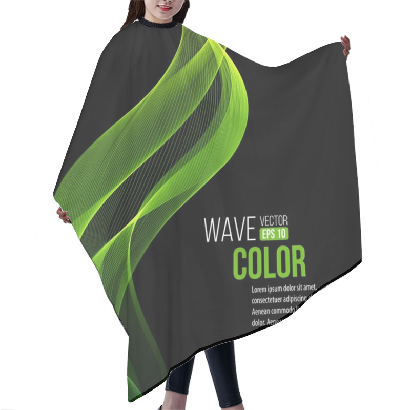 Personality  Abstract  Transparent Green Waves On Black Background. Vector Illustration Hair Cutting Cape