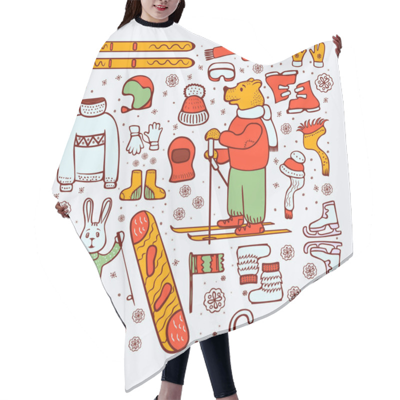 Personality  Winter Doodle Style1 Hair Cutting Cape