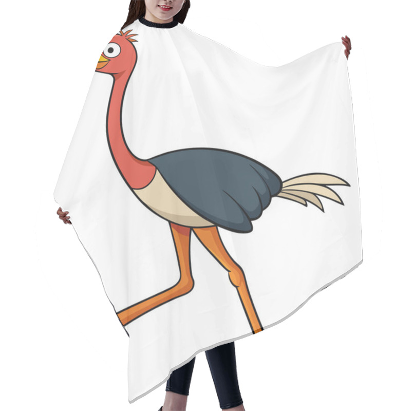 Personality  Ostrich Cartoon Illustration. Vector Ostrich Isolated On White Background Flat Design Element Hair Cutting Cape