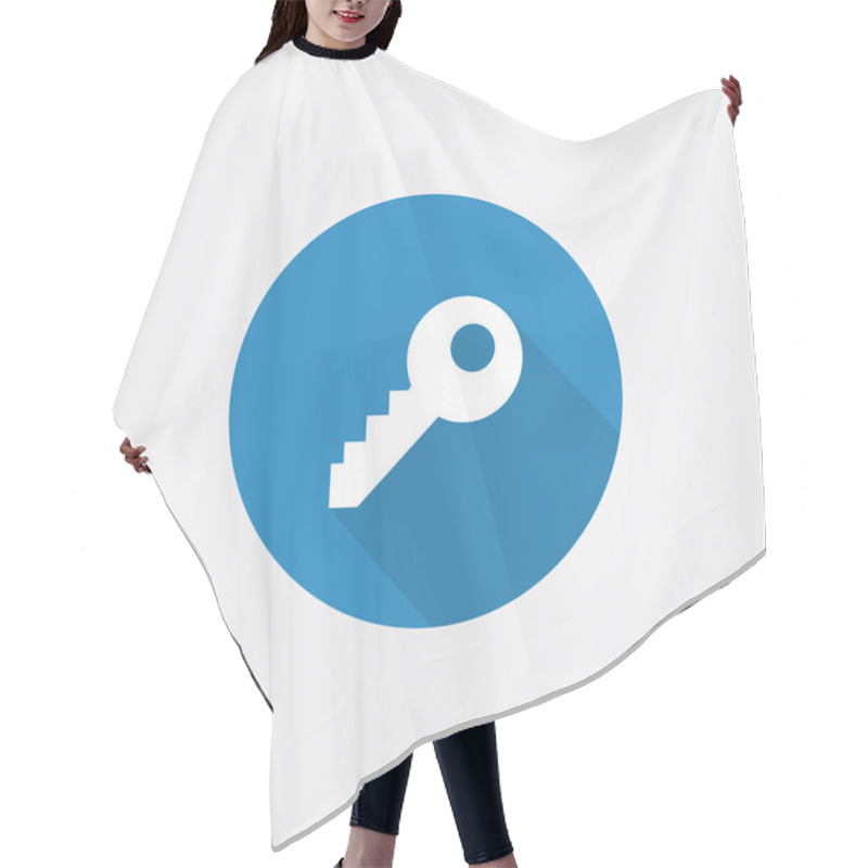 Personality  Key Flat Blue Simple Icon With Long Shado Hair Cutting Cape