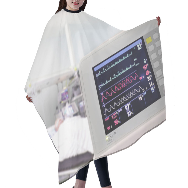 Personality  Medical Monitor Against The Hospital Room Hair Cutting Cape