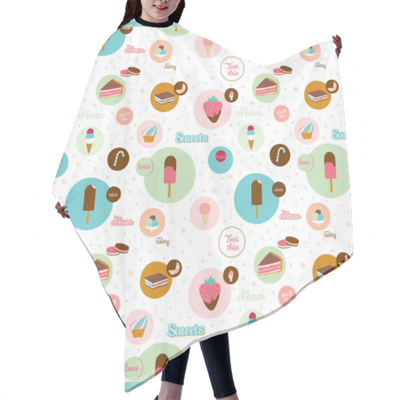 Personality  Food Seamless Pattern With Dessert Icons Hair Cutting Cape