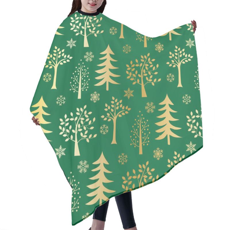 Personality  Christmas Trees On Black Background Hair Cutting Cape