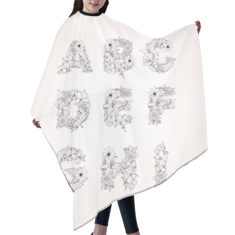 Personality  Flowers Vector Alphabet Letters Hair Cutting Cape