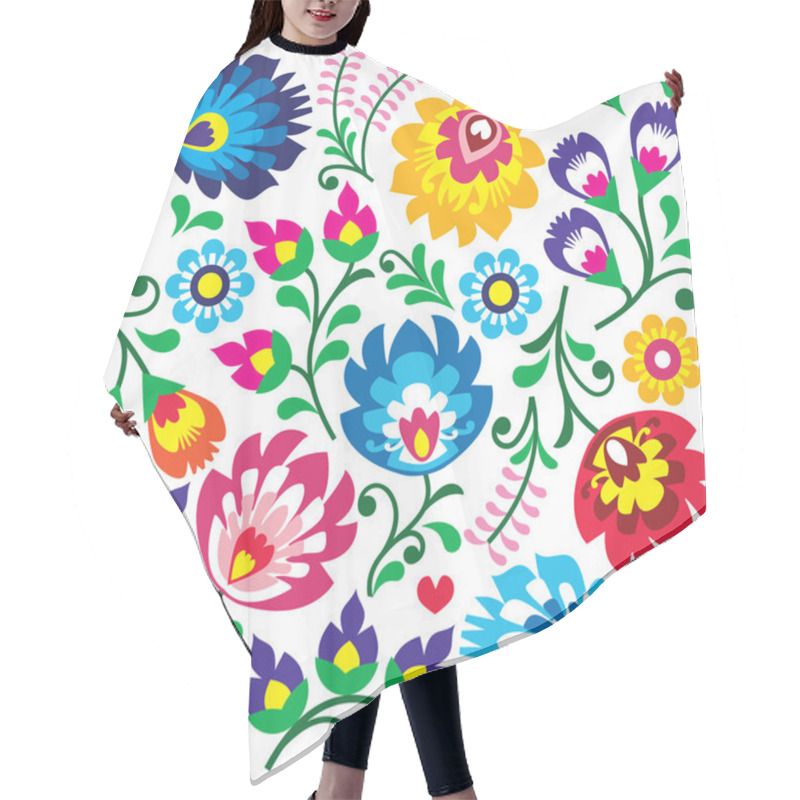 Personality  Floral Polish Folk Art Pattern In Square - Wzory Lowickie, Wycinanki Hair Cutting Cape